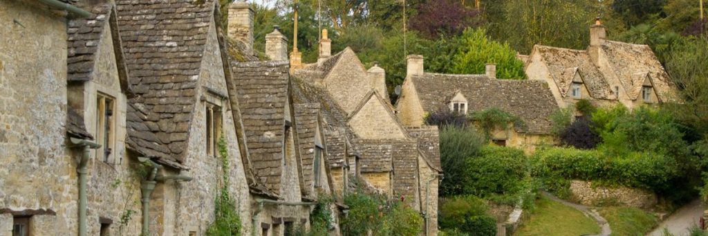 Arlington Row Cottages in the village of Bibury in the Cotswolds